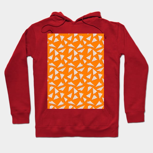 Paper Planes Pattern | White Orange Hoodie by DrawingEggen